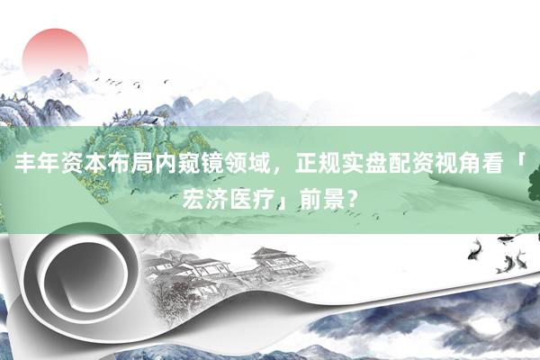 丰年资本布局内窥镜领域，正规实盘配资视角看「宏济医疗」前景？