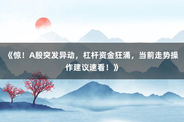《惊！A股突发异动，杠杆资金狂涌，当前走势操作建议速看！》