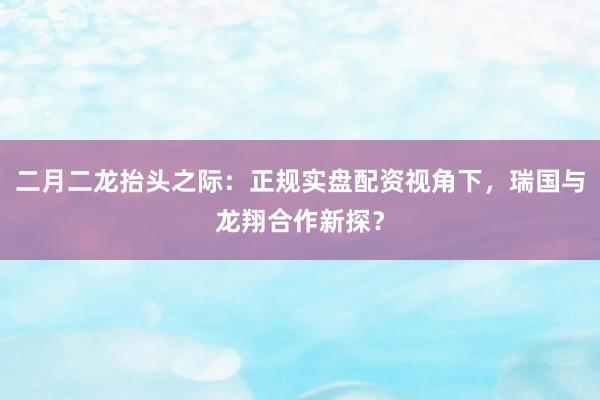 二月二龙抬头之际：正规实盘配资视角下，瑞国与龙翔合作新探？