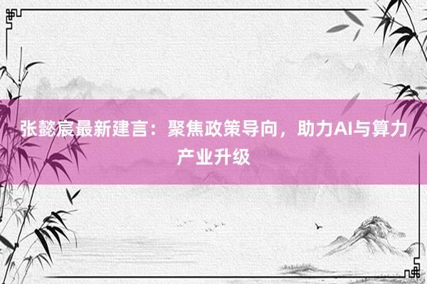 张懿宸最新建言：聚焦政策导向，助力AI与算力产业升级