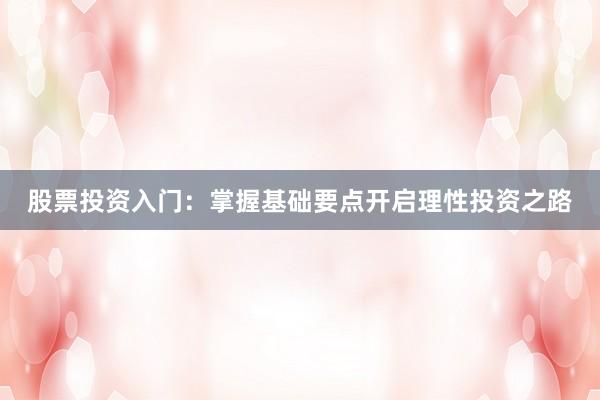 股票投资入门：掌握基础要点开启理性投资之路