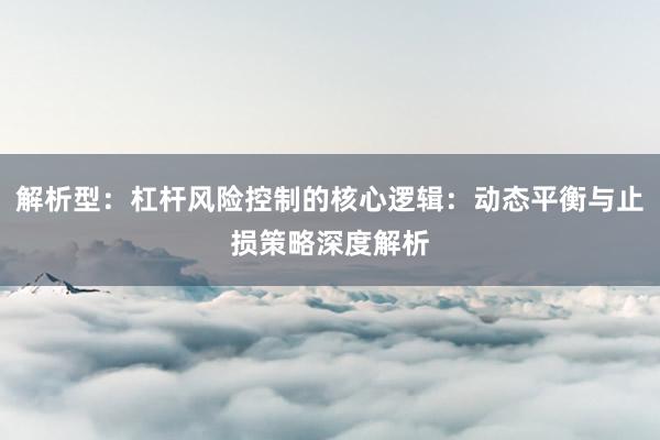 解析型：杠杆风险控制的核心逻辑：动态平衡与止损策略深度解析