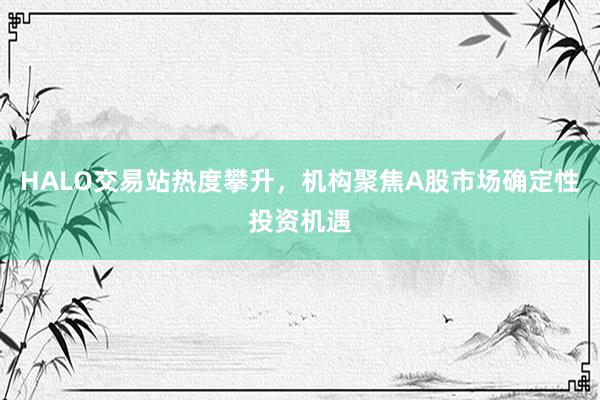 HALO交易站热度攀升，机构聚焦A股市场确定性投资机遇