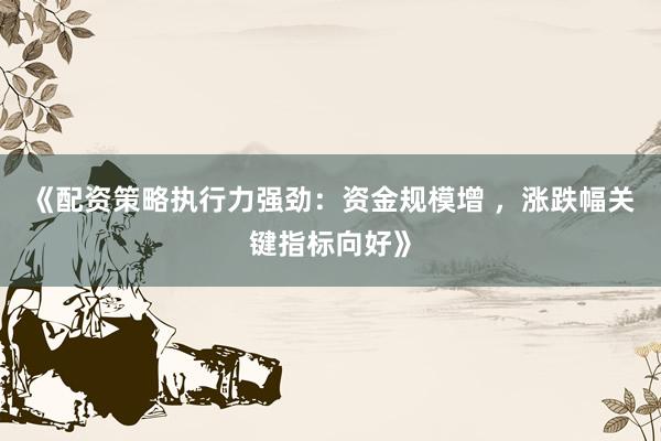 《配资策略执行力强劲：资金规模增 ，涨跌幅关键指标向好》