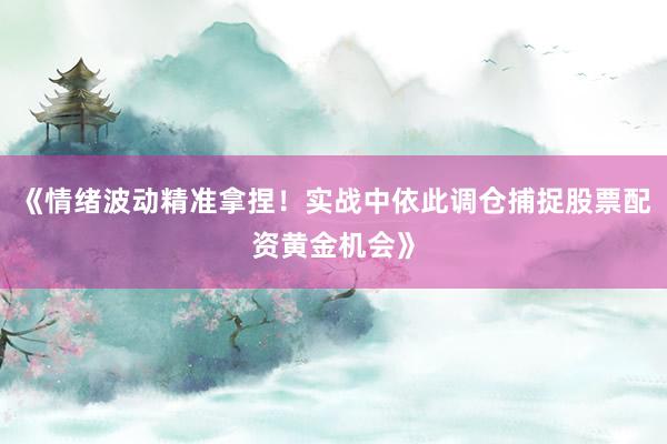 《情绪波动精准拿捏！实战中依此调仓捕捉股票配资黄金机会》