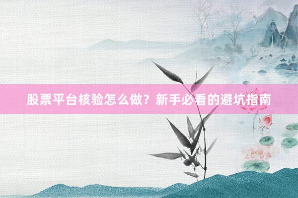 股票平台核验怎么做？新手必看的避坑指南